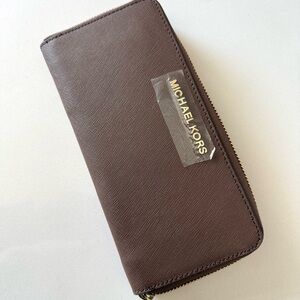 Michael Kors Chocolate Zip-Around Wallet